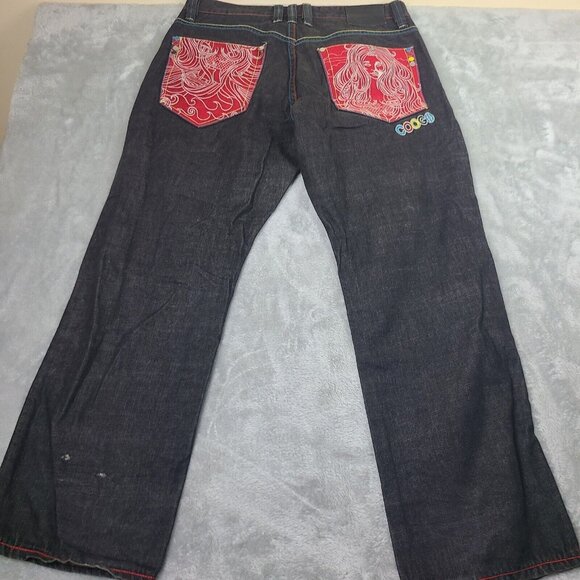 Vintage Black Denim COOGI Jeans w/Embroidered Back Pockets.PocketsSize 38 X 34